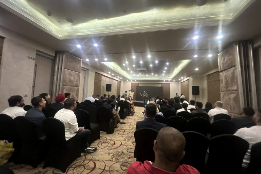 Demo Day, to a full room.